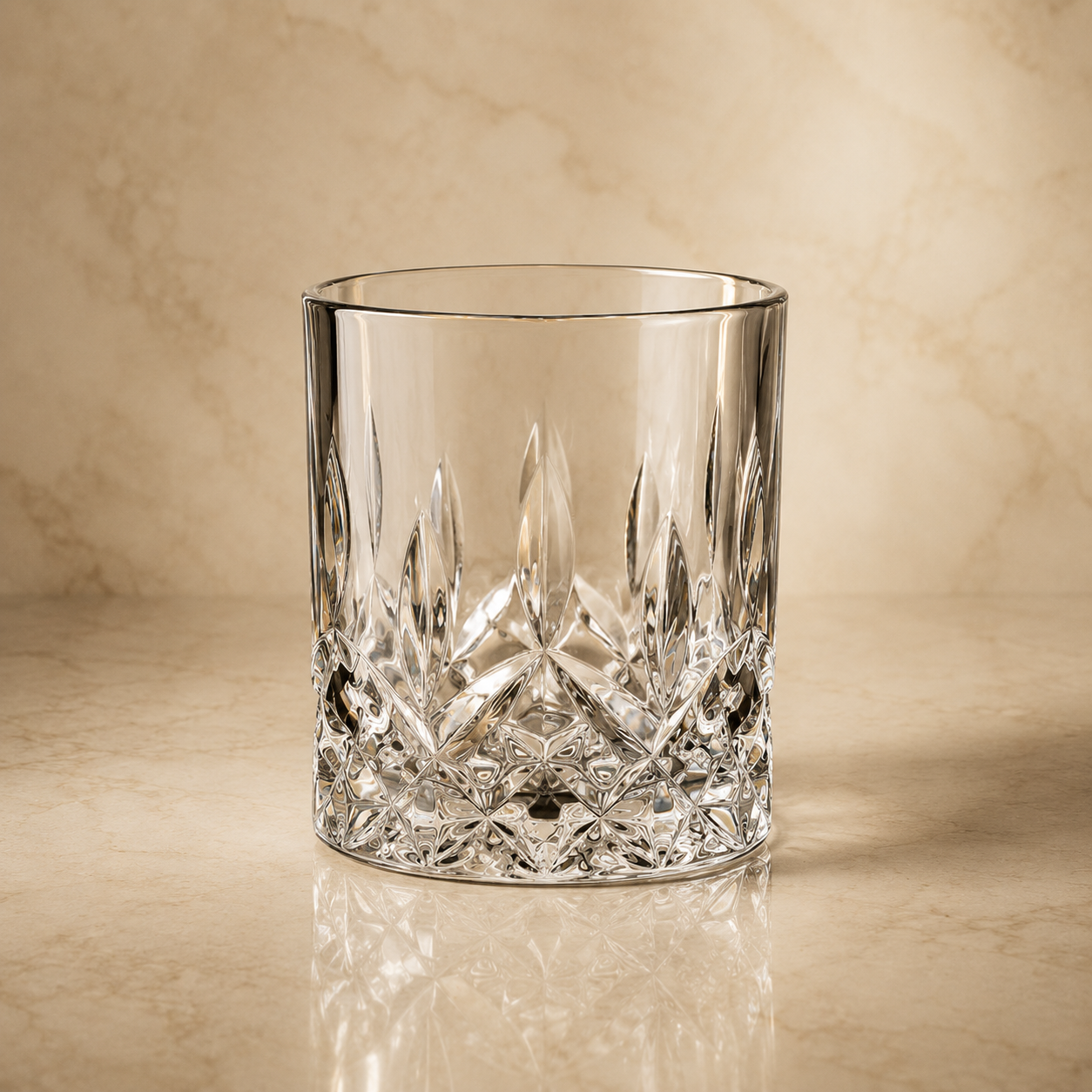 Lead-free crystal glass with classic cut base design by Château Élégance.