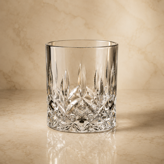 Lead-free crystal glass with classic cut base design by Château Élégance.