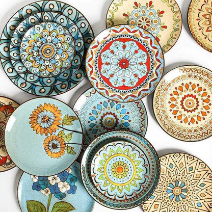 Mosaïque Soleil Plate — Hand-Painted Ceramic Art Plate