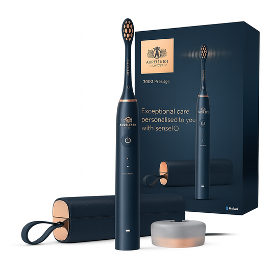 Luxuriöse elektrische Zahnbürste mit blauer LED – Aurelia 101 SmileFix Prestige Power Brush (Blau Edition)