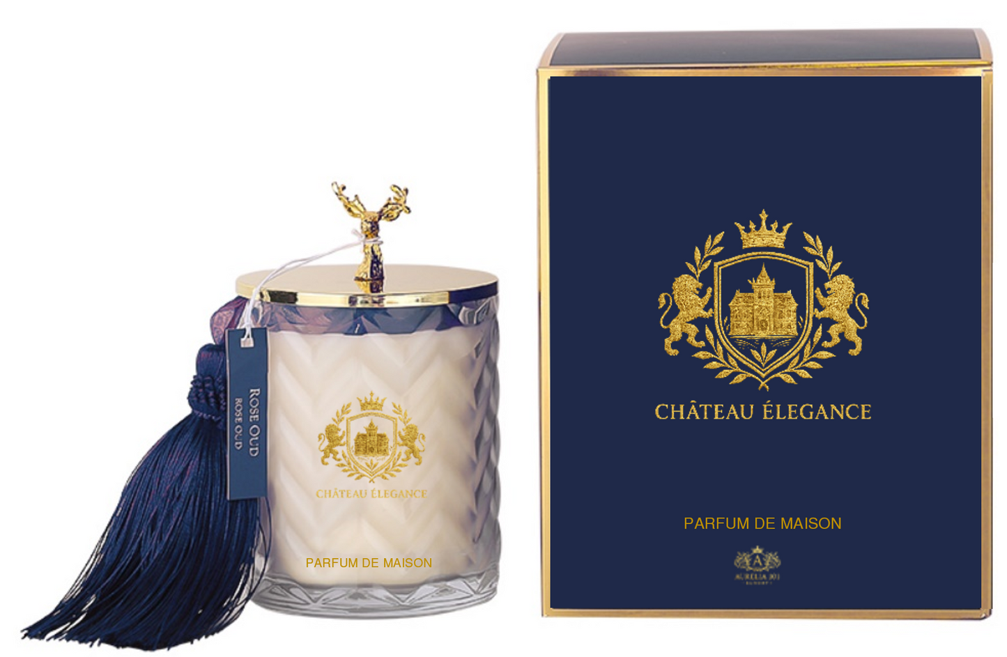 Château Élégance – Rose Oud Luxury Scented Candle - Midnight Edition
