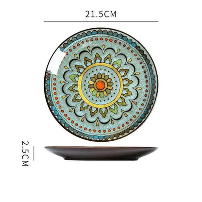 Mosaïque Soleil Plate — Hand-Painted Ceramic Art Plate