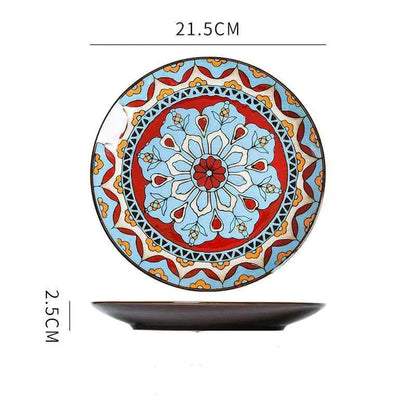 Mosaïque Soleil Plate — Hand-Painted Ceramic Art Plate