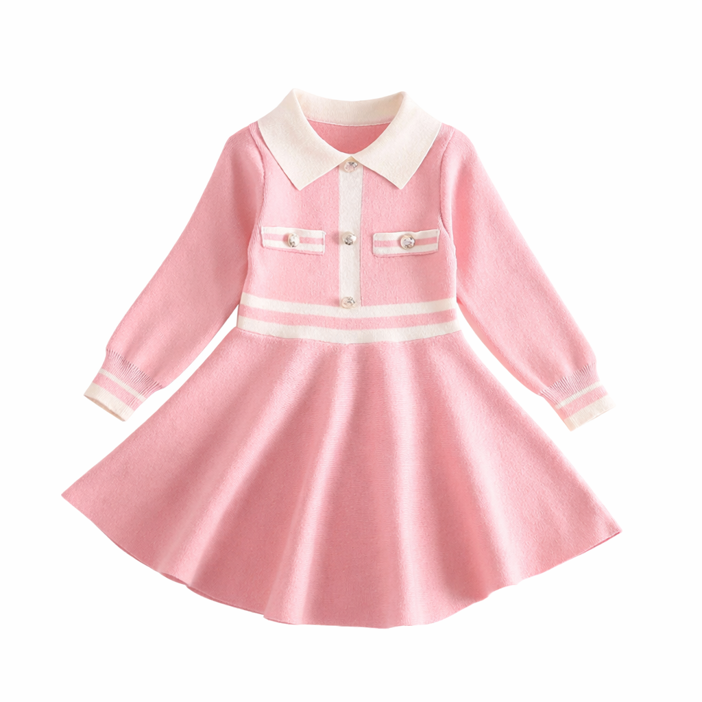Girls’ Classic Knit Dress – Winter Elegance