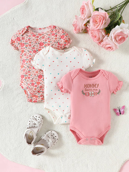 Éléphant d’Été – Three-Piece Baby Bodysuit Set
A refined summer essential for newborn girls.