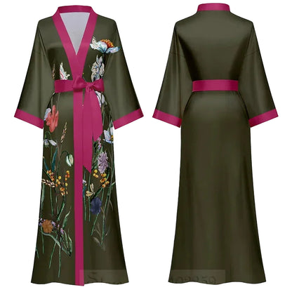 Jardin de Nuit Robe – Château Élégance
Floral Satin Kimono Robe with Silken Tie