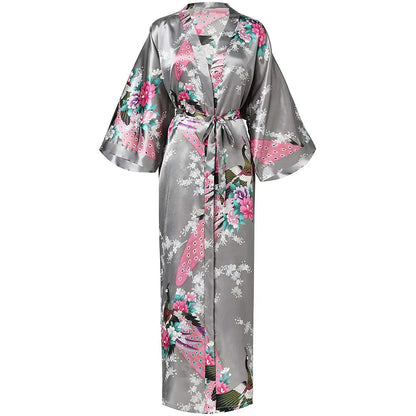 Jardin de Nuit Robe – Château Élégance
Floral Satin Kimono Robe with Silken Tie