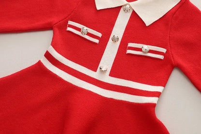 Girls’ Classic Knit Dress – Winter Elegance