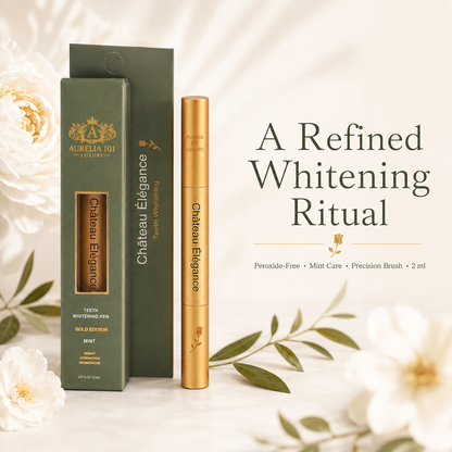 Château Élégance Gold Edition Teeth Whitening Pen – Peroxide-Free Pap Formula – Gentle Mint Whitening Ritual – 2 ml