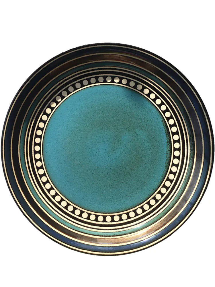 Atelier Indigo Plate — Hand-Painted Ceramic with Artistic Glaze