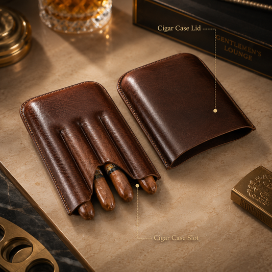 Château Élégance Windsor Reserve luxury leather cigar case in Cognac Reserva.