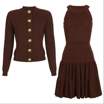 Mini Dress in Ribbed Pointelle Knit