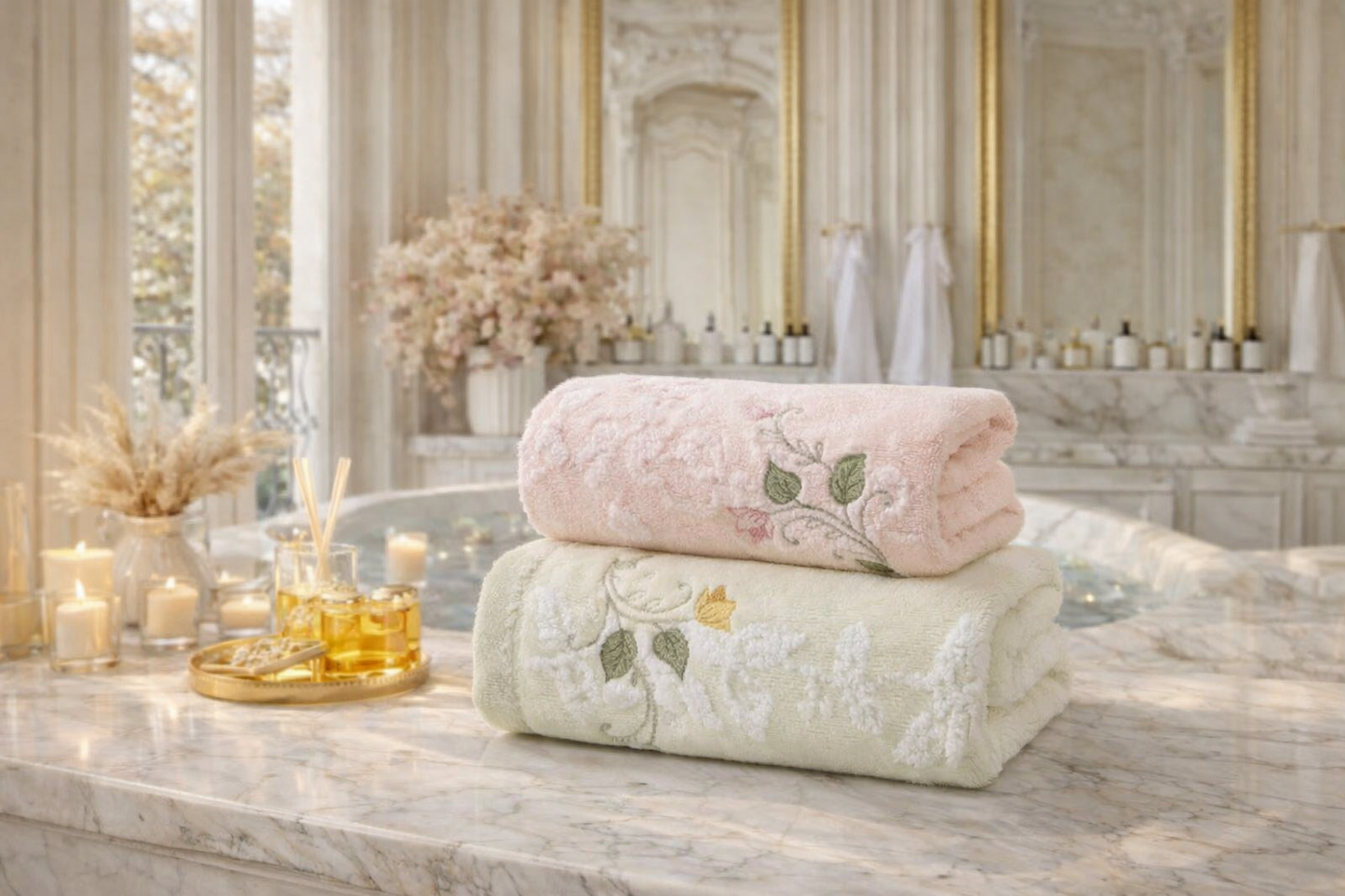 Serviette Fleur de MaisonHand Towel — Château Élégance