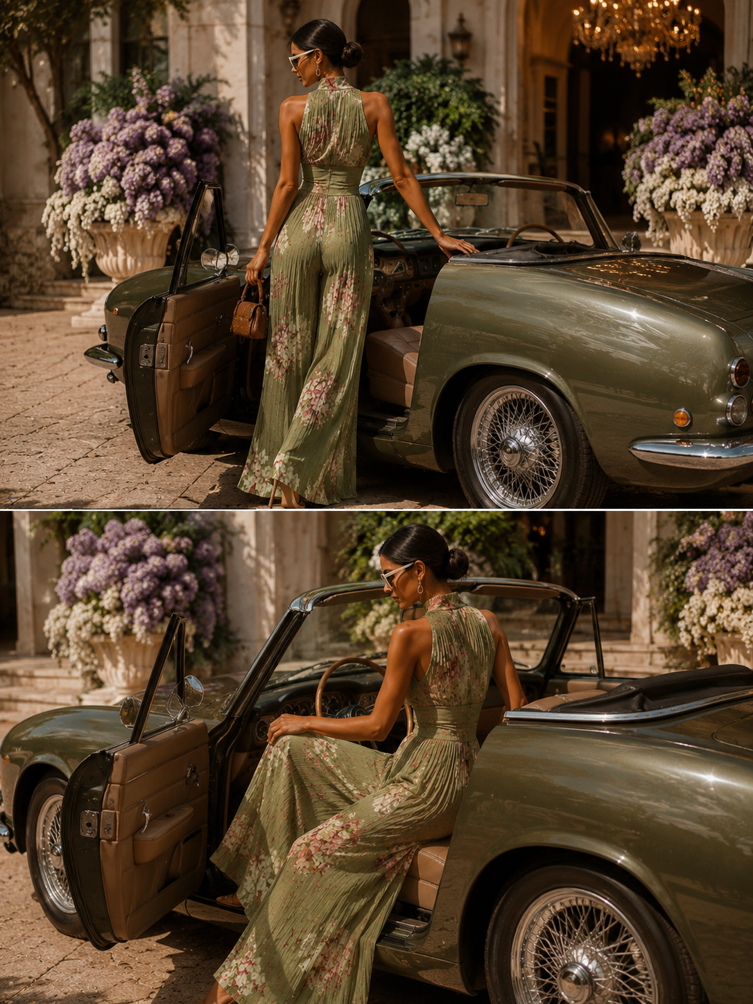Château Élégance Chiffon Wide-Leg Jumpsuit