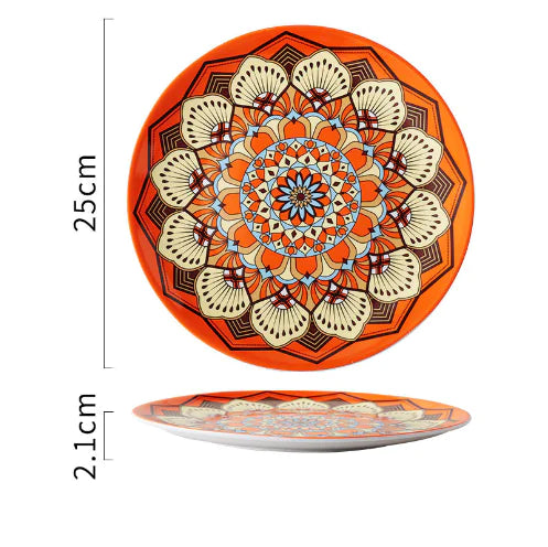 Mosaïque Soleil Plate — Hand-Painted Ceramic Art Plate