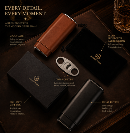 Château Élégance® Mayfair Reserve™ – Genuine Leather Travel Cigar Case