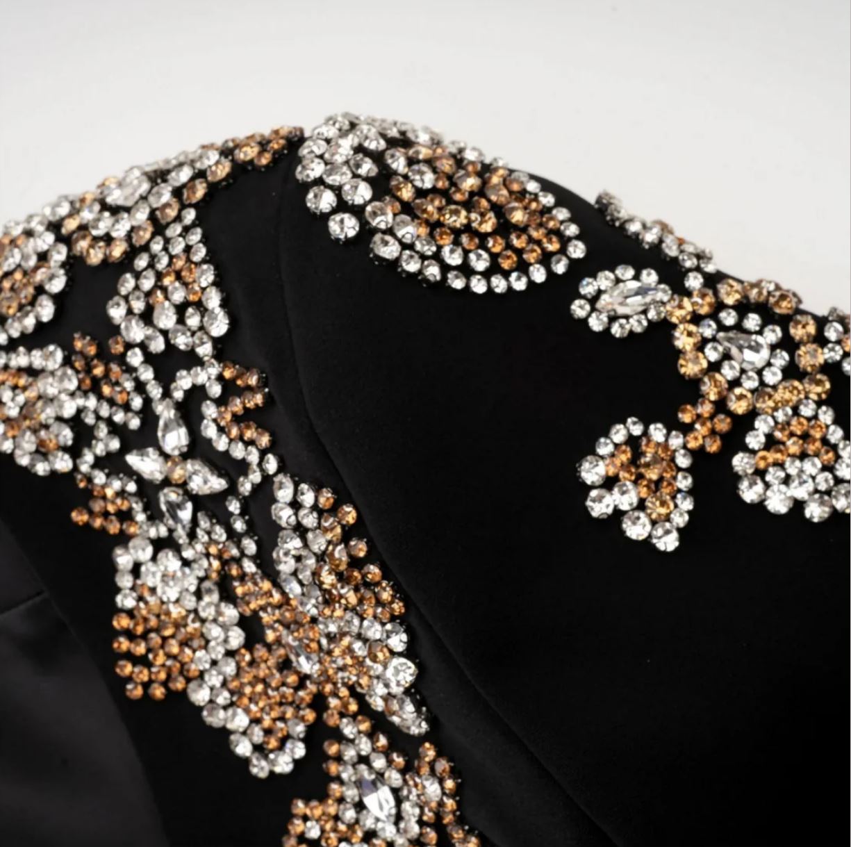Château Élégance Crystal Floral Blazer Set for Women Black