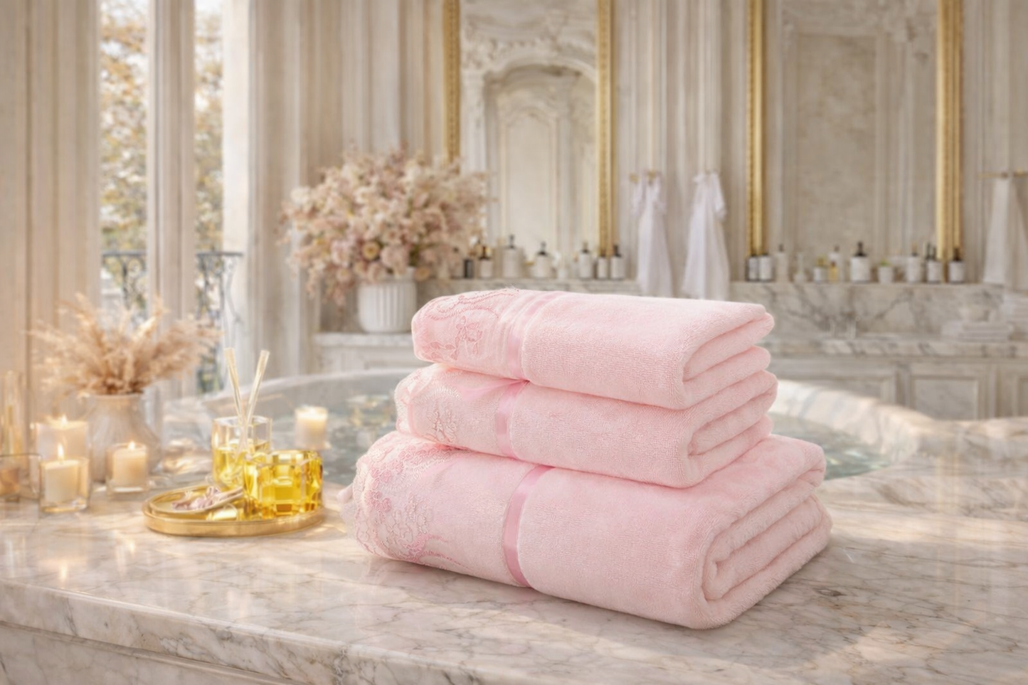 Linge de Bain Élégance
Set de Rituel — Château Élégance
