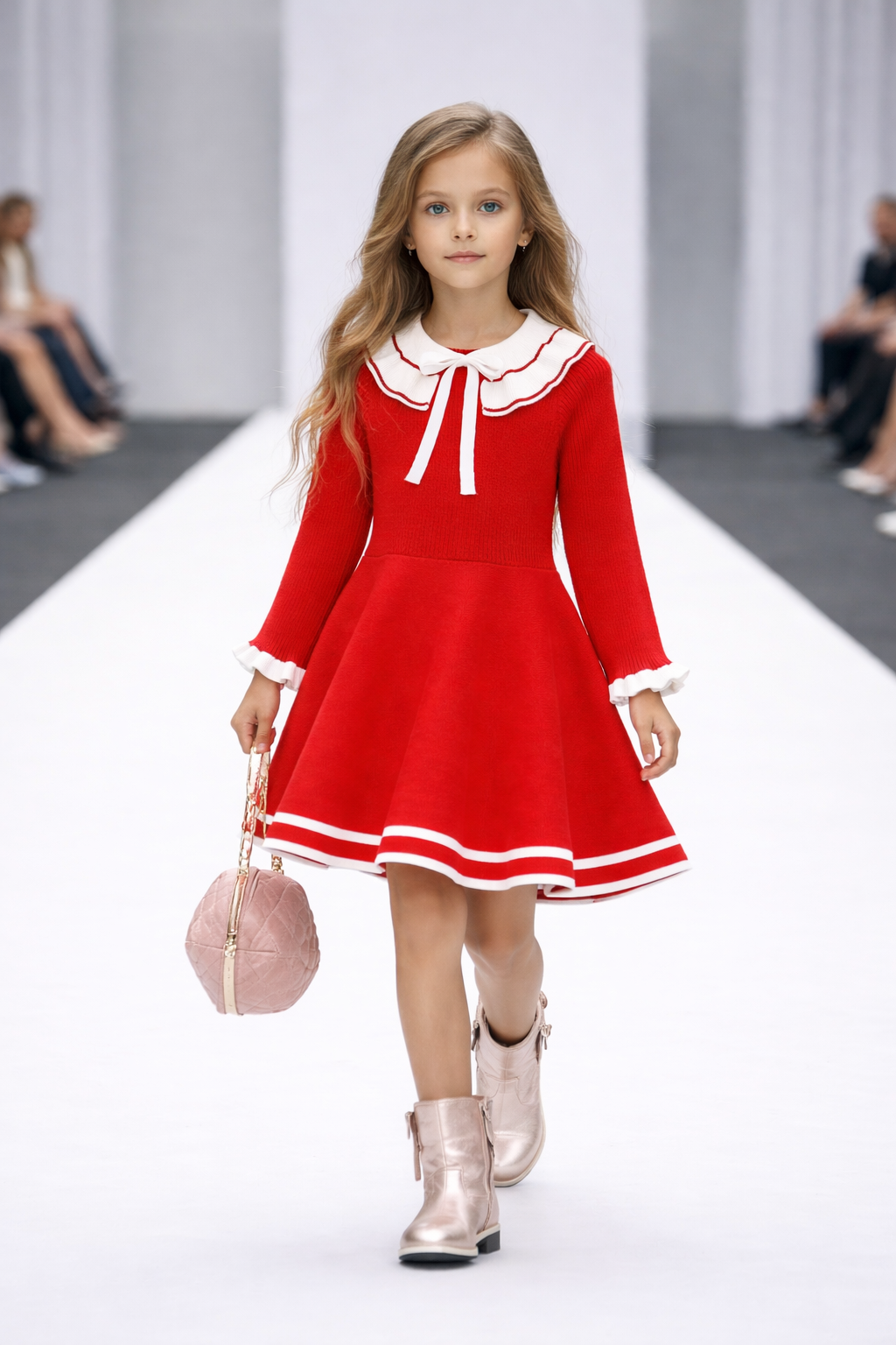 Robe Tricotée Élégance – Rose Poudré