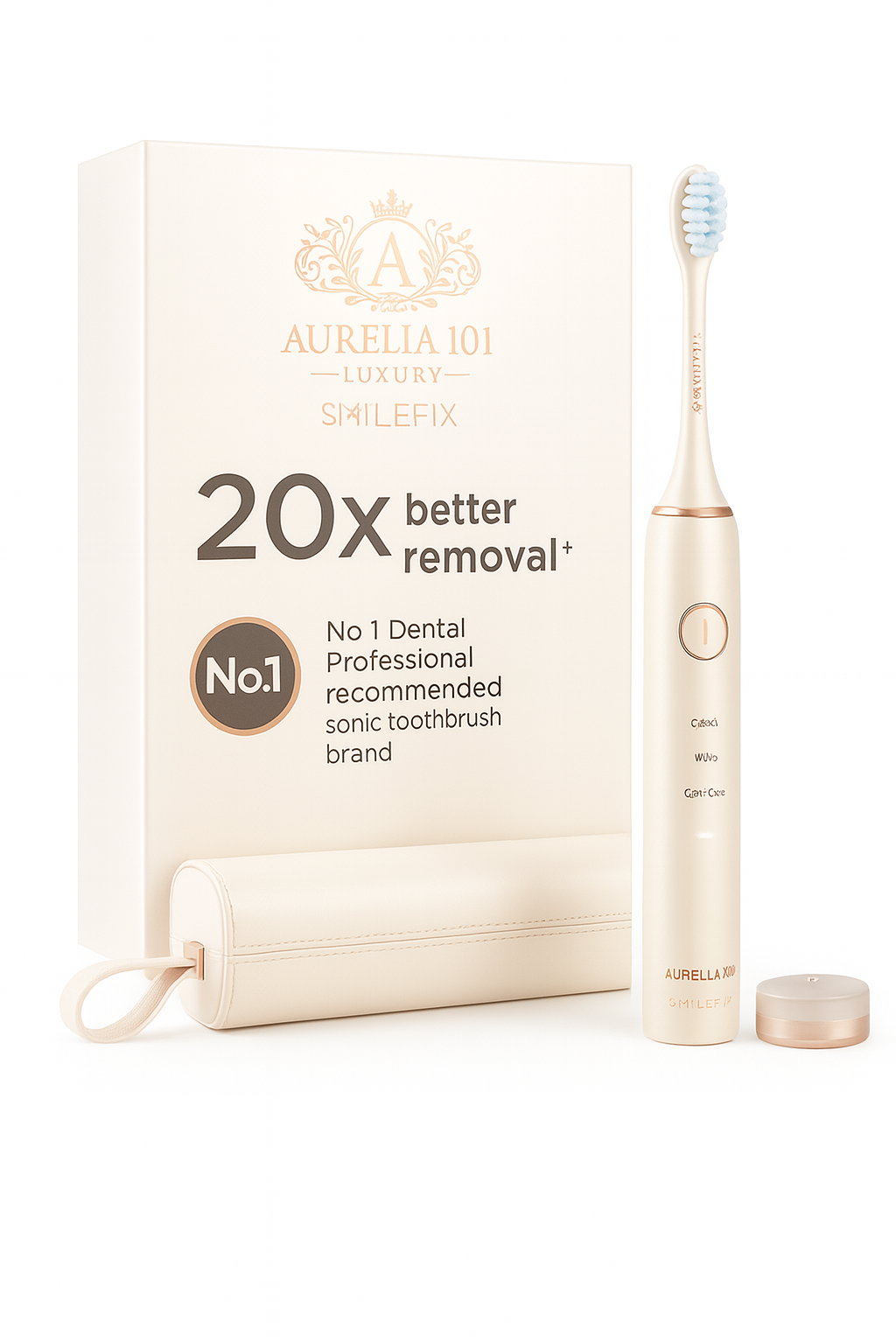 Luxuriöse elektrische Zahnbürste mit blauer LED – Aurelia 101 SmileFix Prestige Power Brush (Obsidian Edition)