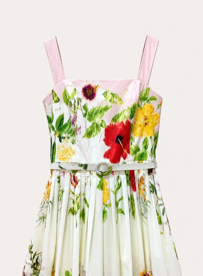 Château Élégance Fleur Cotton Midi Dress for Women
