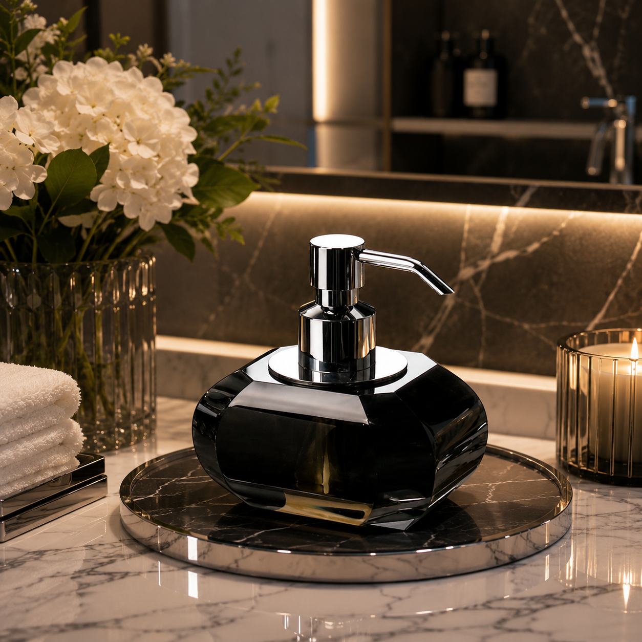 Crystal Élan™ — Sculptural Crystal Soap Dispenser