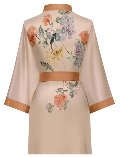 Jardin de Nuit Robe – Château Élégance
Floral Satin Kimono Robe with Silken Tie