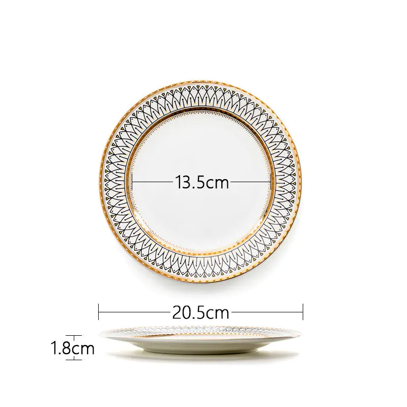 Ligne Dorée European Porcelain Plate with Gold Trim