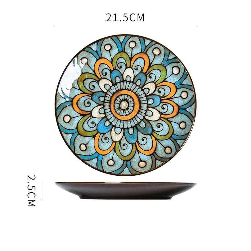 Mosaïque Soleil Plate — Hand-Painted Ceramic Art Plate