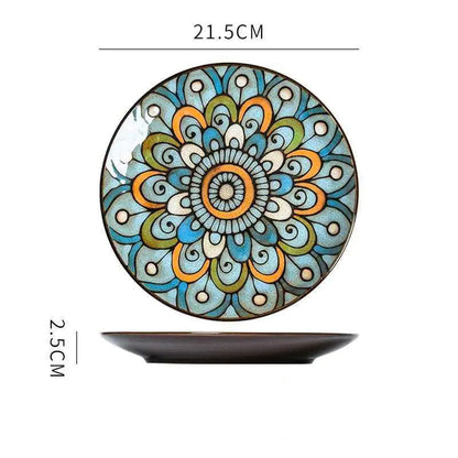 Mosaïque Soleil Plate — Hand-Painted Ceramic Art Plate
