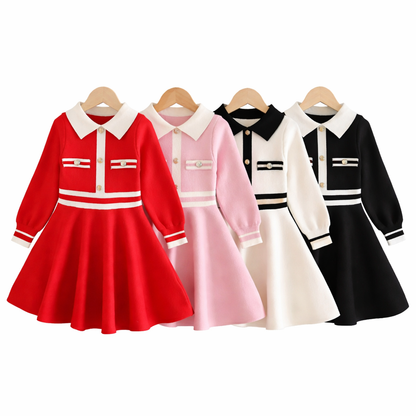 Girls’ Classic Knit Dress – Winter Elegance