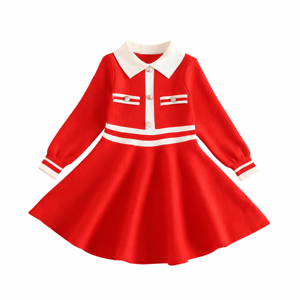 Girls’ Classic Knit Dress – Winter Elegance