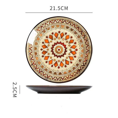 Mosaïque Soleil Plate — Hand-Painted Ceramic Art Plate