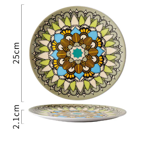 Mosaïque Soleil Plate — Hand-Painted Ceramic Art Plate
