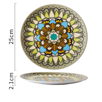 Mosaïque Soleil Plate — Hand-Painted Ceramic Art Plate