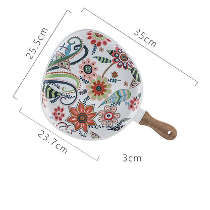 Nordic Flora Handle Bowl — Matte Ceramic Serving Piece